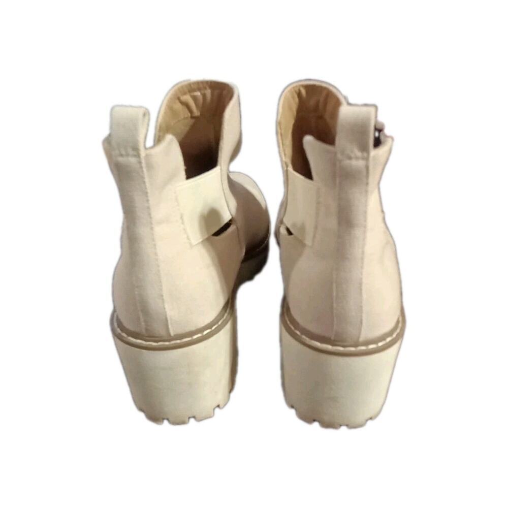 DV By Dolce Vita Boots Womens 10 Rolinda Wedge Ankle Bootie Beige Canvas - Picture 3 of 8